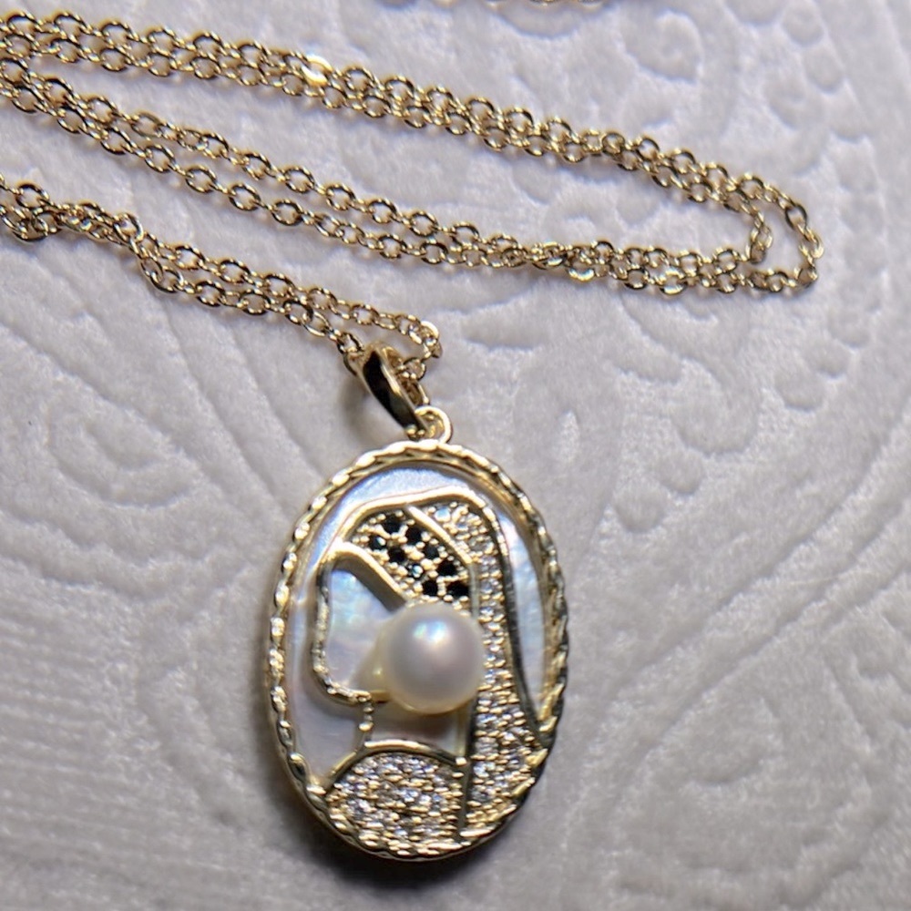 New Girl With A Pearl Earring necklace with genuine 6mm pearl